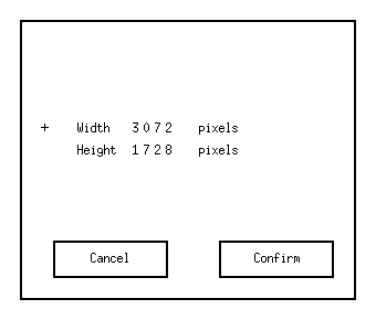 Screenshot of the image size window in Blue Bird