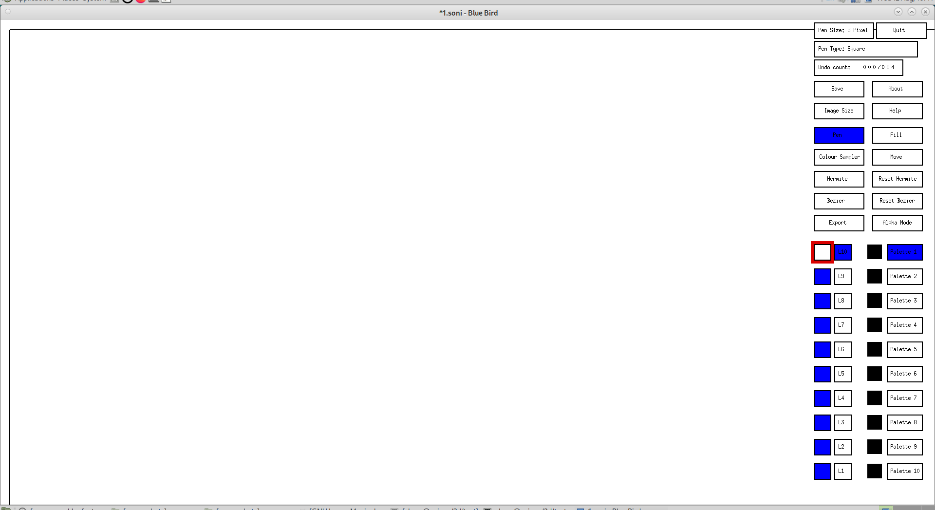 Screenshot of the layer 10 visible button highlighted