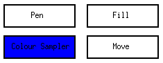Screenshot of the colour sampler button highlighted in Blue Bird
