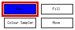 Screenshot of a closeup of the pen button highlighted in Blue Bird