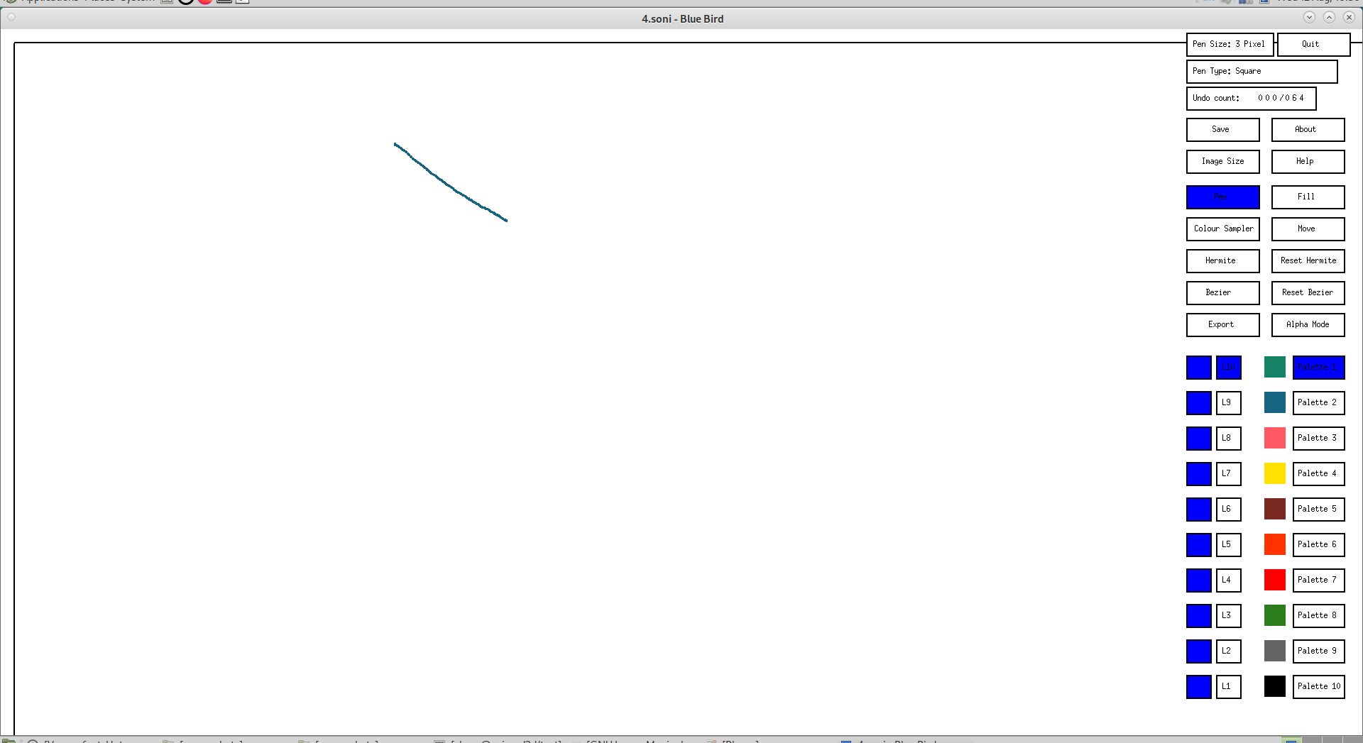 Screenshot of drawing with the pen mode in Blue Bird