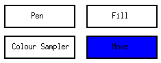 Screenshot of a closeup of the mode button highlighted in Blue Bird