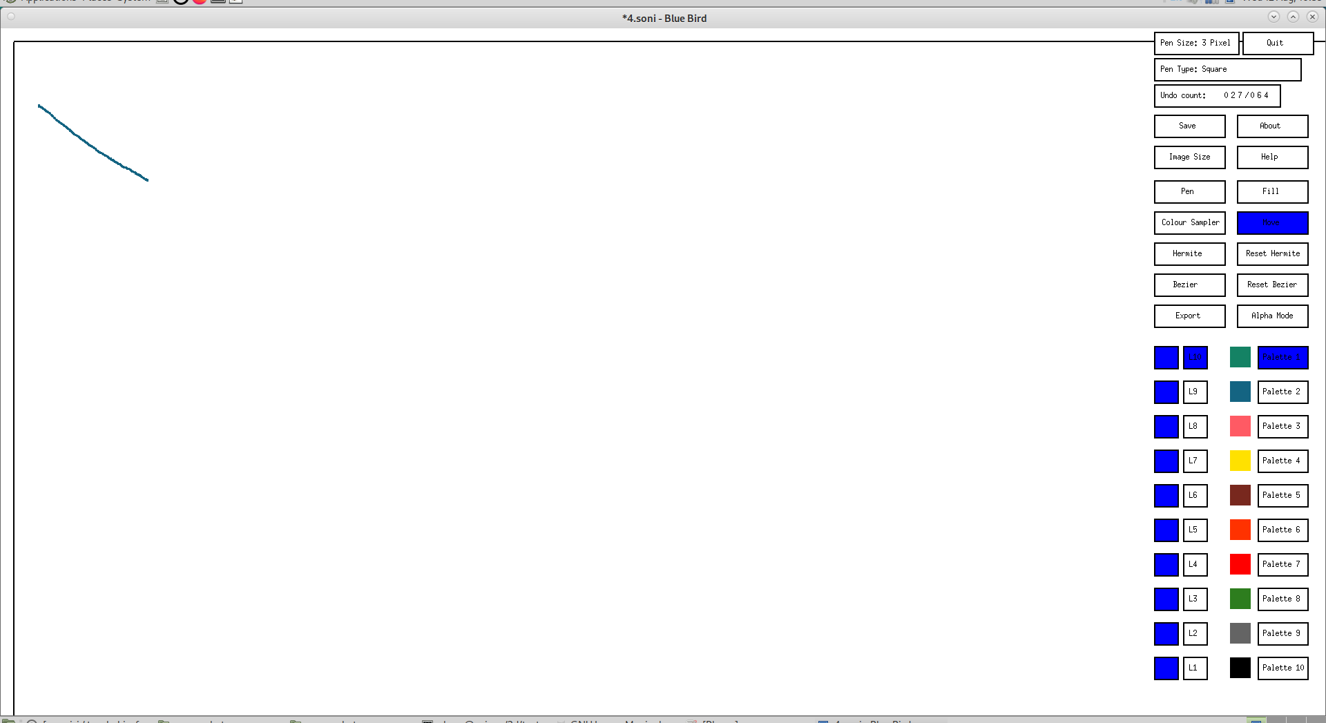 Screenshot of drawing moved in Blue Bird