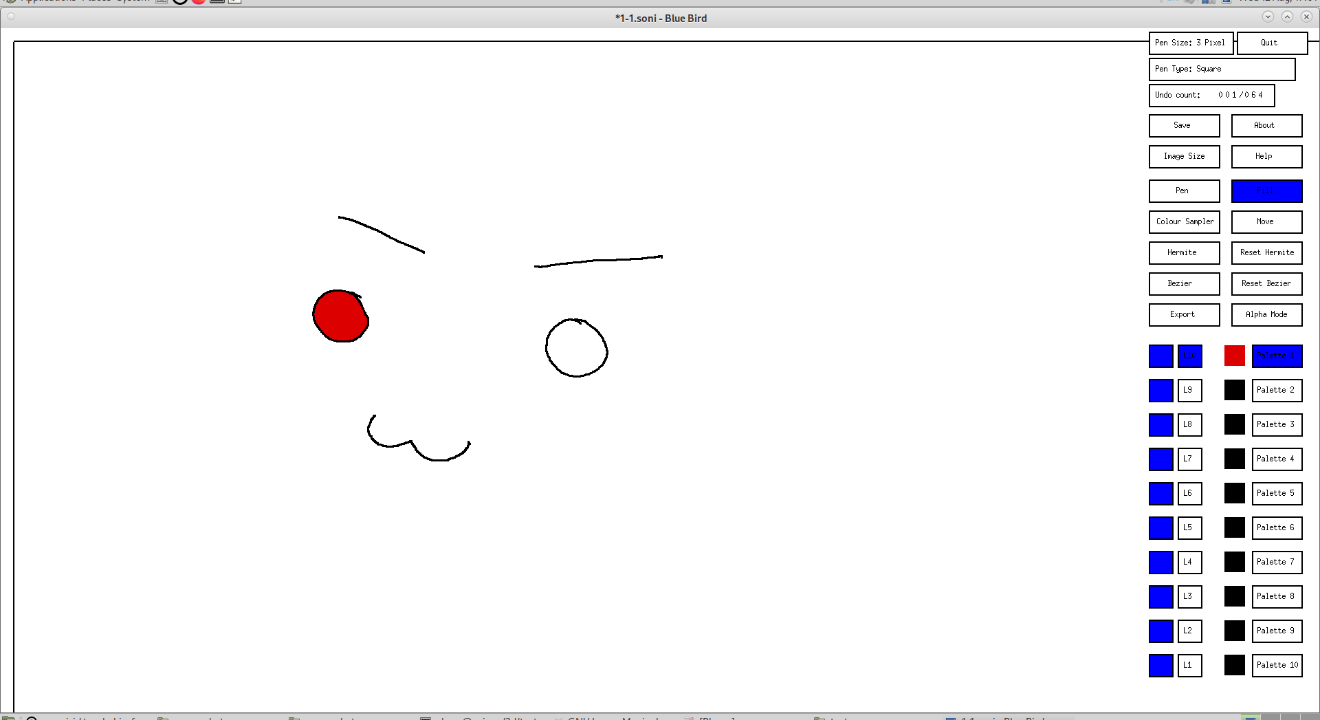 Screenshot of the area before filling in Blue Bird